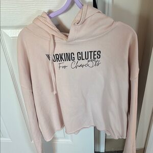 Pink Cropped Hoodie Relaxed Fit Sweatshirt